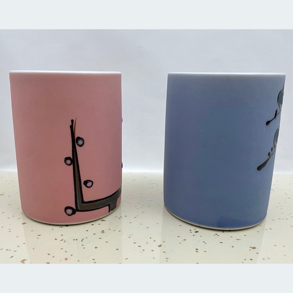 vintage Japan mugs, mcm coffee cups, abstract art mugs, his and hers - Picture 6 of 10